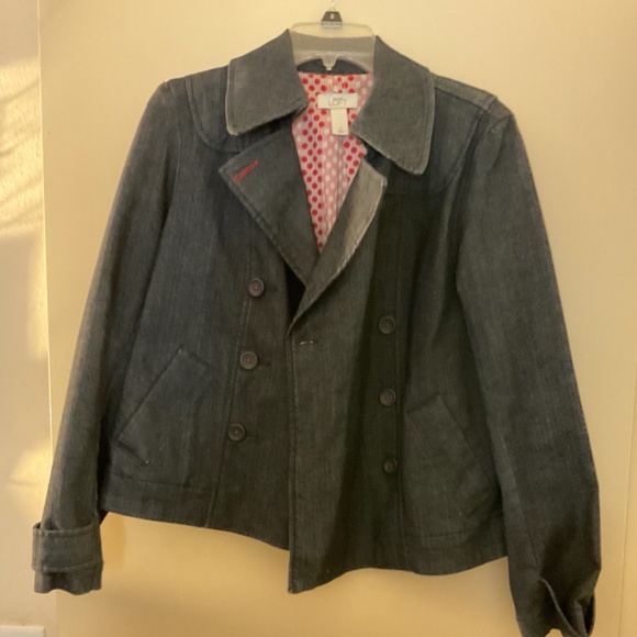 Ann Tylor Loft Dark Denim Swing Jacket Size Small - Picture 2 of 4